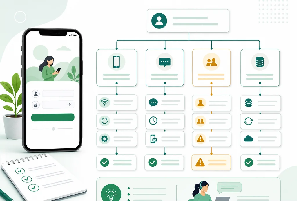 Poshan Tracker login troubleshooting decision tree for OTP, app update and role checks
